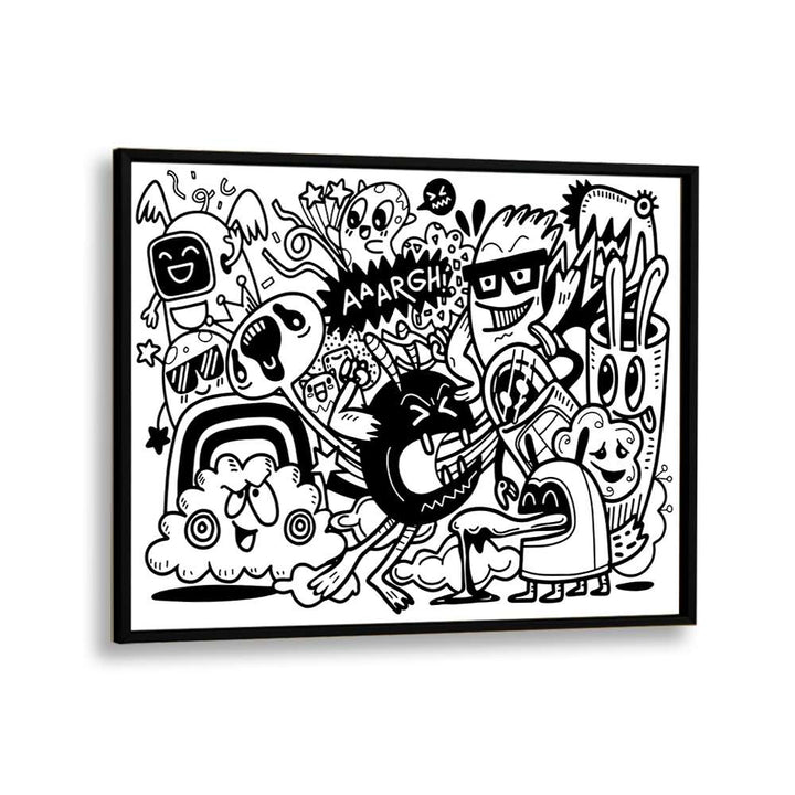 People Make Me Mad Doodle Art Artwork in Black Plain Frame