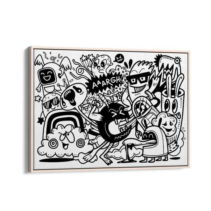 People Make Me Mad Doodle Art Artwork in Oak Wood Floater Frame