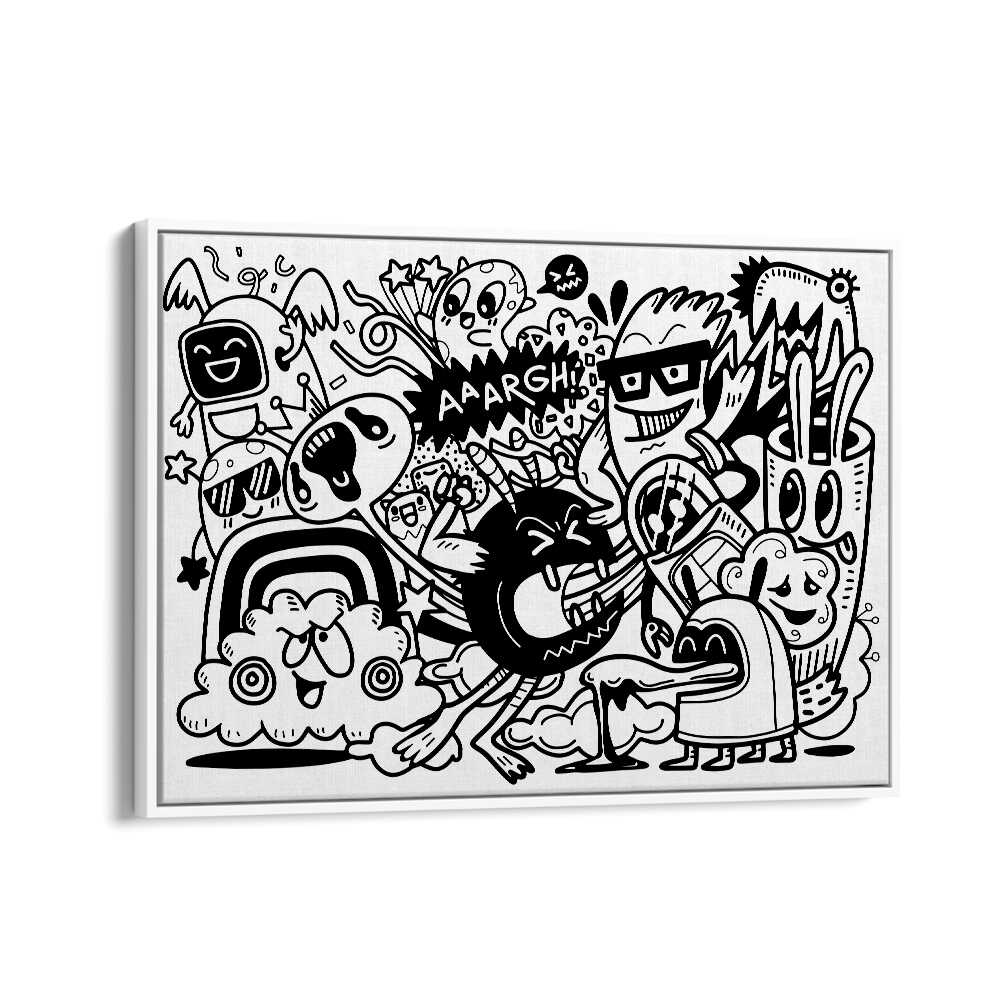 People Make Me Mad Doodle Art Artwork in White Floater Frame