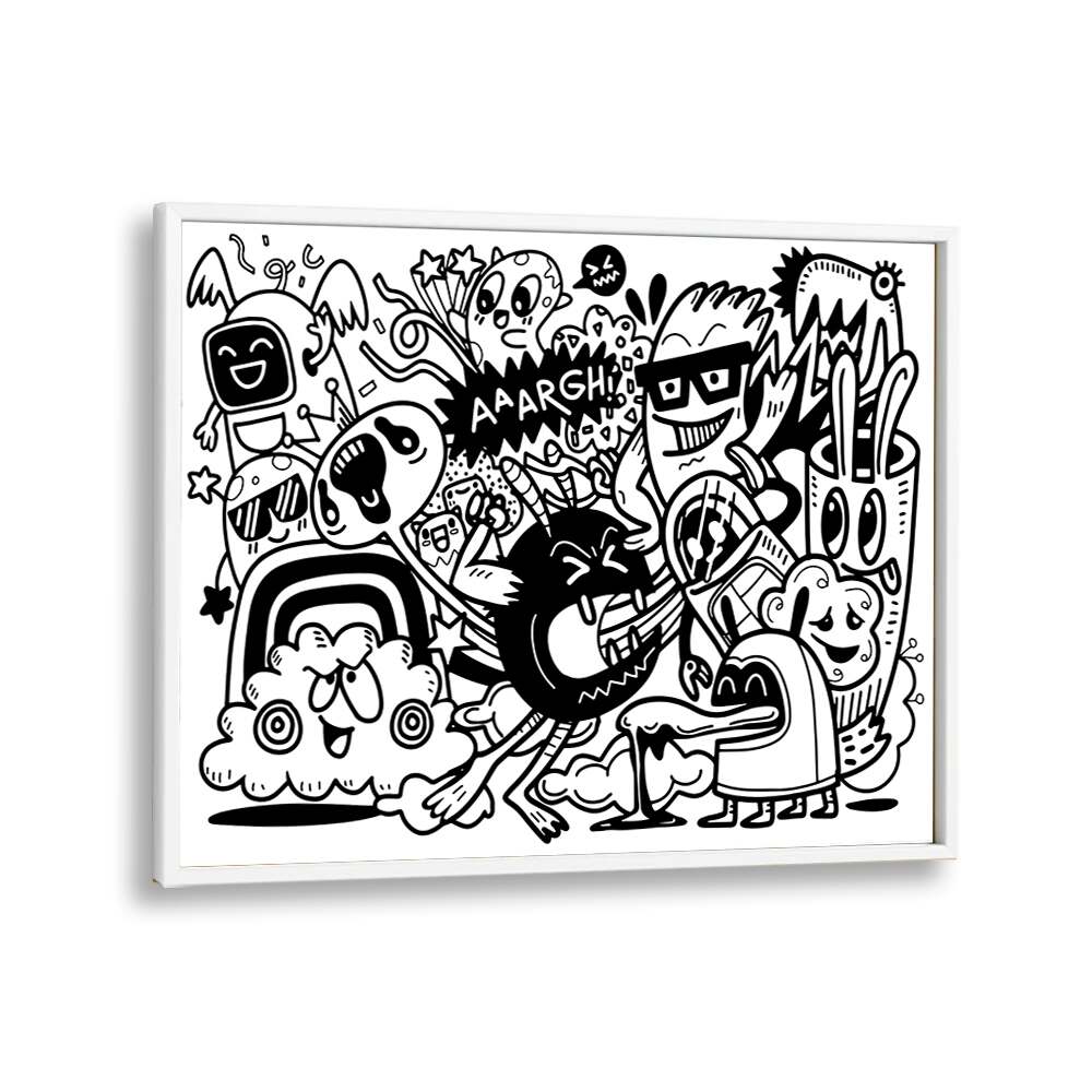 People Make Me Mad Doodle Art Artwork in White Plain Frame