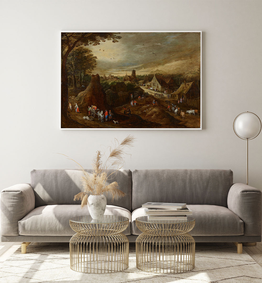 PEOPLE ON FARM , VINTAGE LANDSCAPE