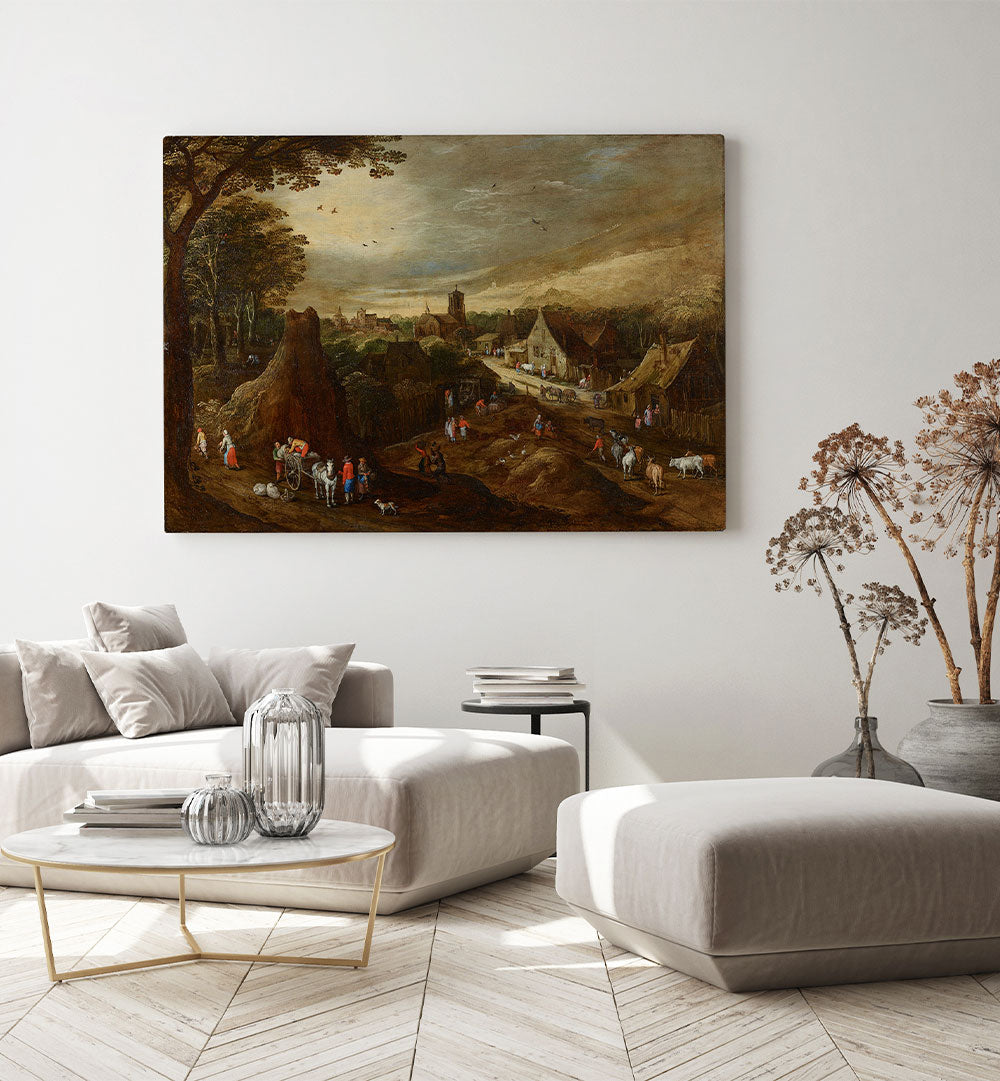 PEOPLE ON FARM , VINTAGE LANDSCAPE