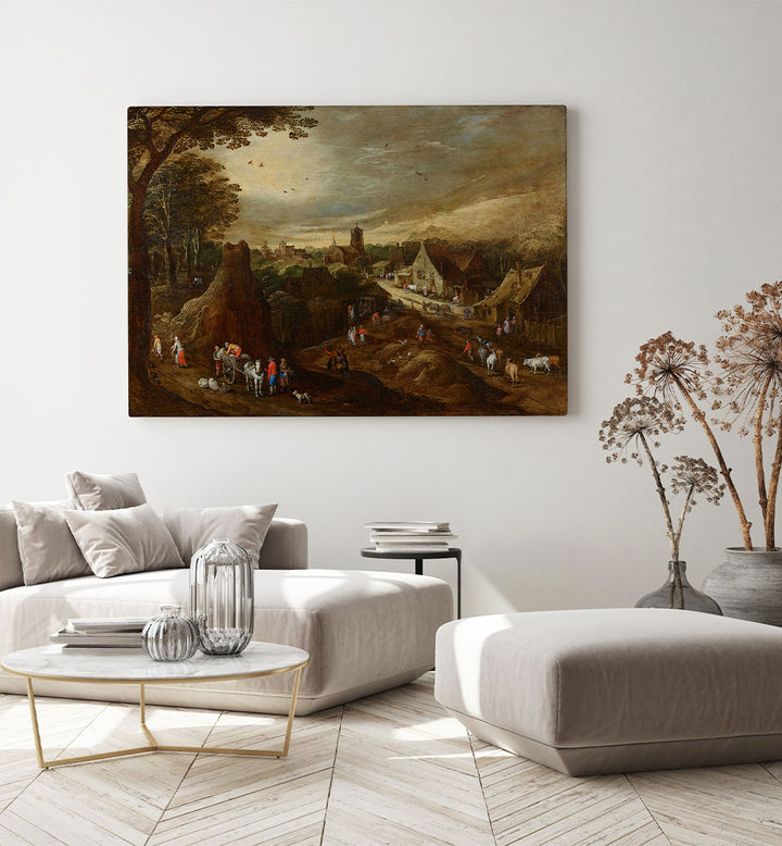 PEOPLE ON FARM , VINTAGE LANDSCAPE