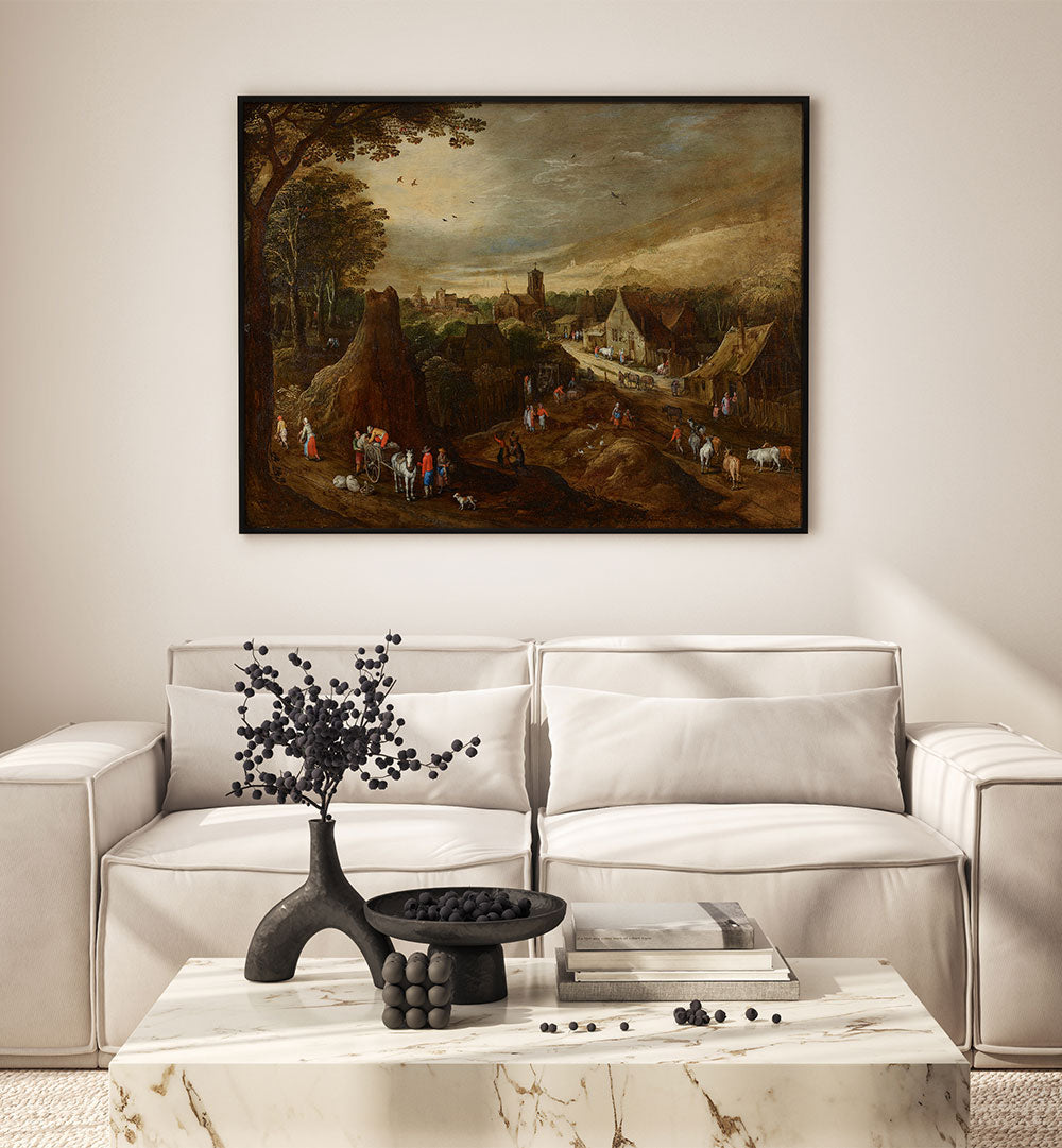PEOPLE ON FARM , VINTAGE LANDSCAPE