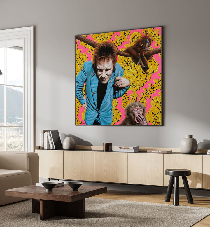 Permanent Vacation By Christian Beijer Cartoon Art Artwork Placed on a wall In A Living Room 
