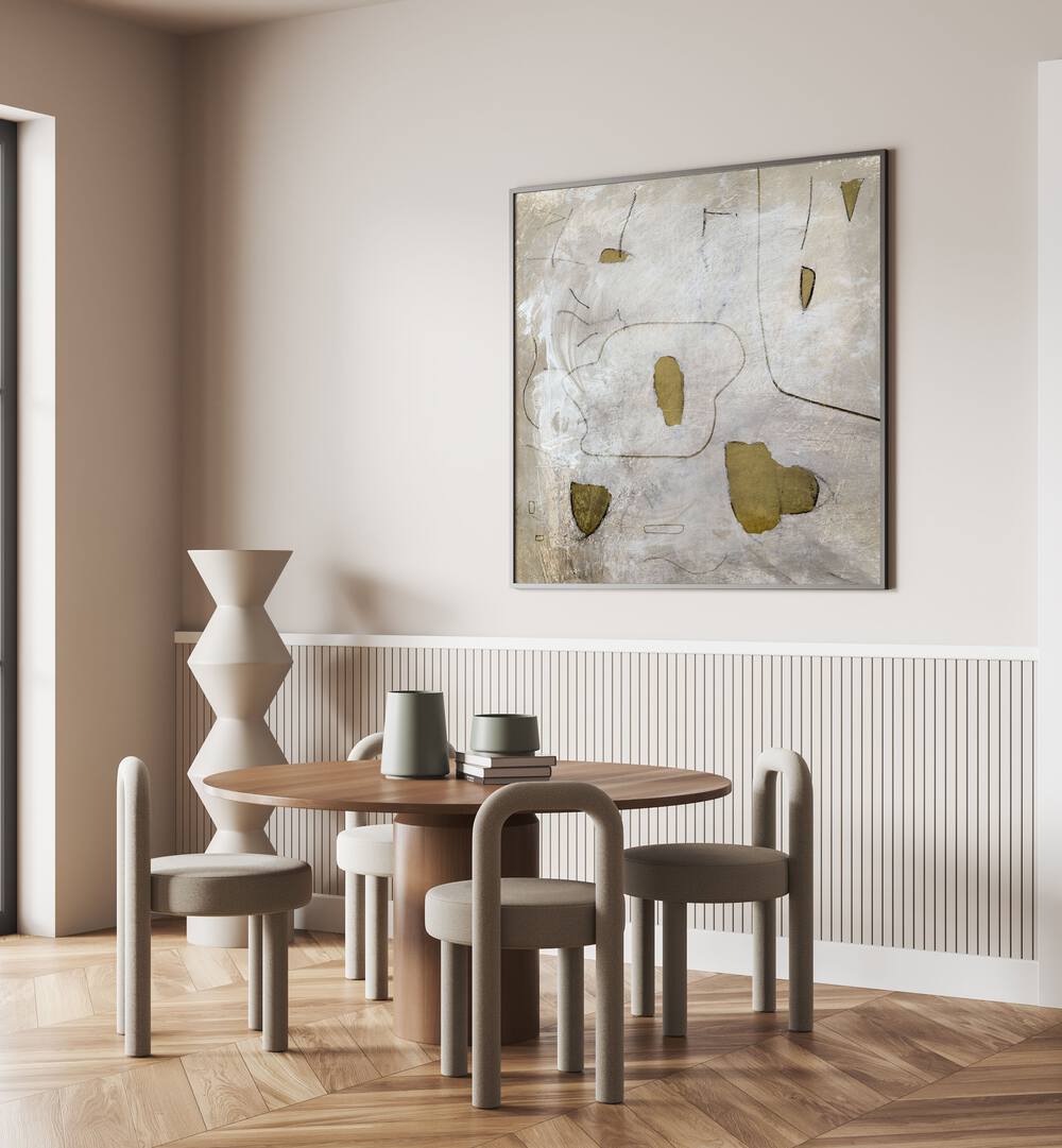 Stylish interior featuring PERPETUAL I, ABSTRACT PAINTINGS, showcasing vibrant colors and modern artistry.