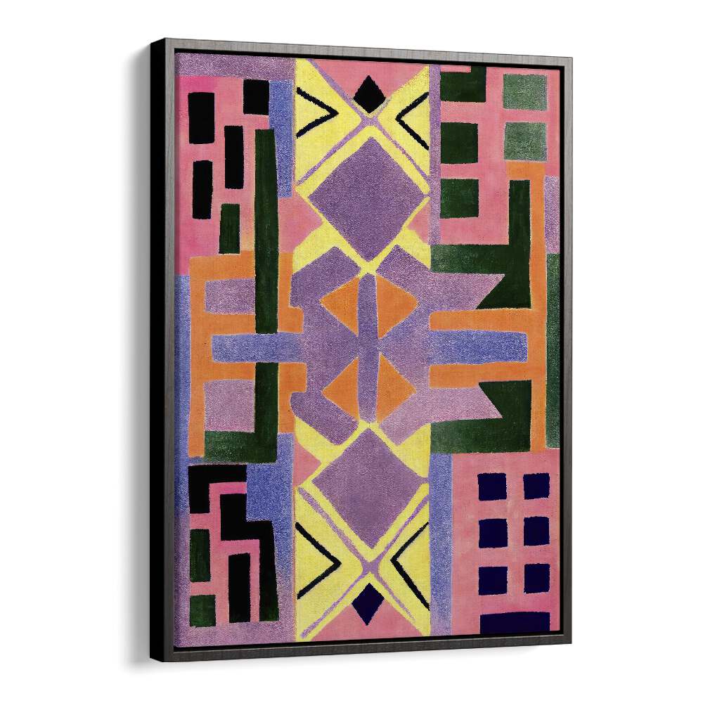 Perurug Pattern Shapes Geometric Art Artwork in Black Floater Frame