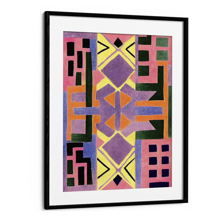 Perurug Pattern Shapes Geometric Art Artwork in Black Frame With Mount