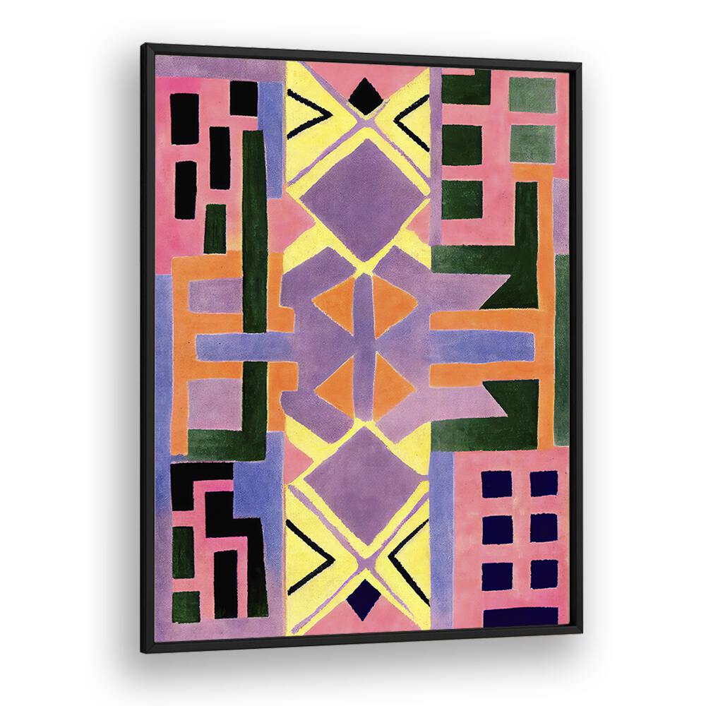 Perurug Pattern Shapes Geometric art Artwork in Black Plain Frame