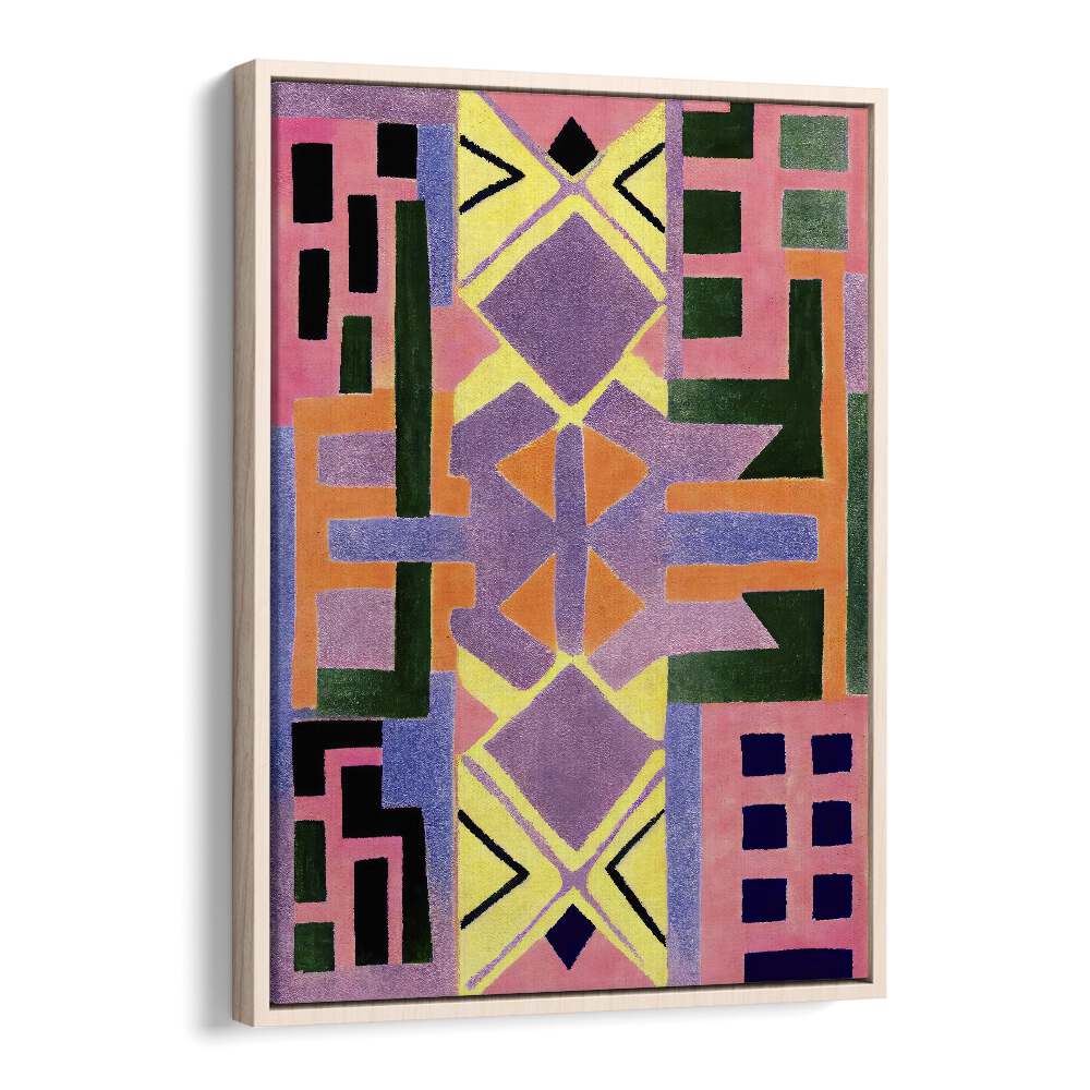 Perurug Pattern Shapes Geometric Art Artwork in Oak Wood Floater Frame