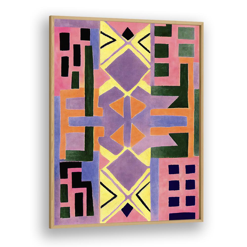 Perurug Pattern Shapes Geometric Art Artwork in Oak Wood Plain Frame