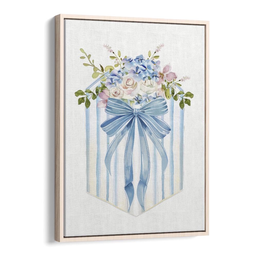 Petals And Presents Box Kids Art Artwork in Oak Wood Floater Frame
