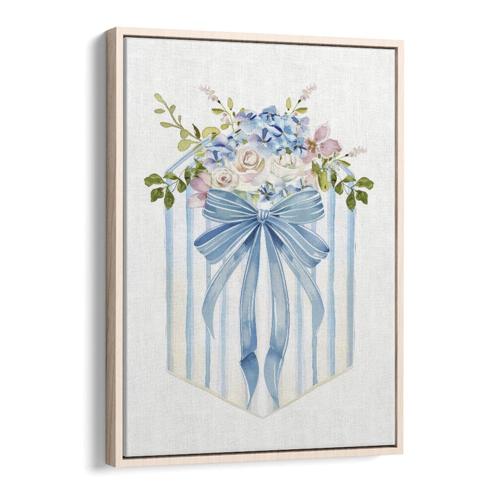 Petals And Presents Box Kids Art Artwork in Oak Wood Floater Frame
