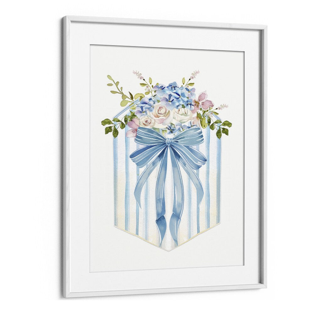 Petals And Presents Box Kids Art Artwork in White Frame With Mount