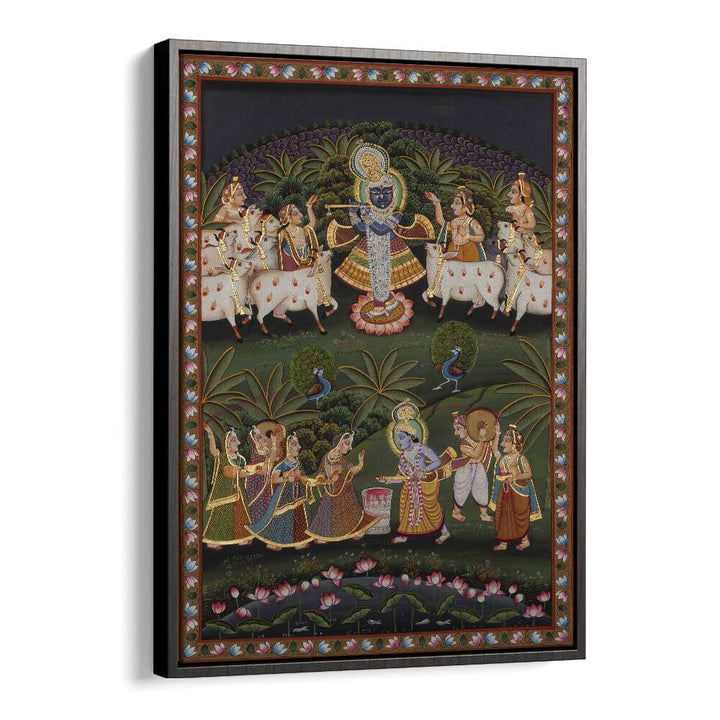 Pichwai Art I Indian art painting Artwork in Black Floater Frame