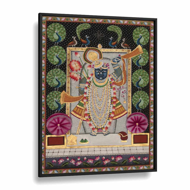 Pichwai Art II Indian art painting Artwork in Black Plain Frame