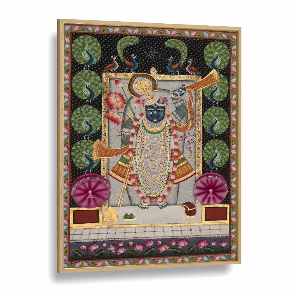 Pichwai Art II Indian art painting Artwork in Oak Wood Plain Frame