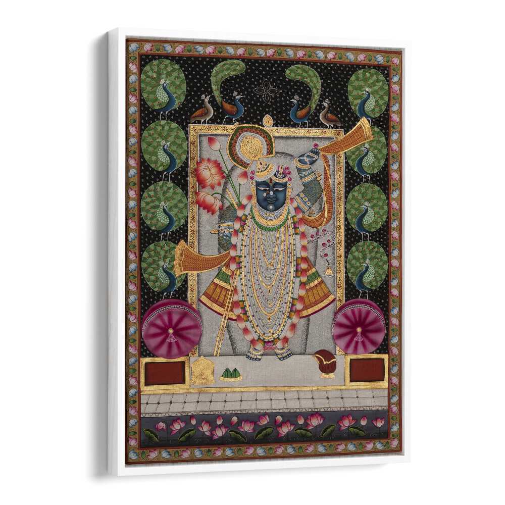 Pichwai Art II Indian art painting Artwork in White Floater Frame