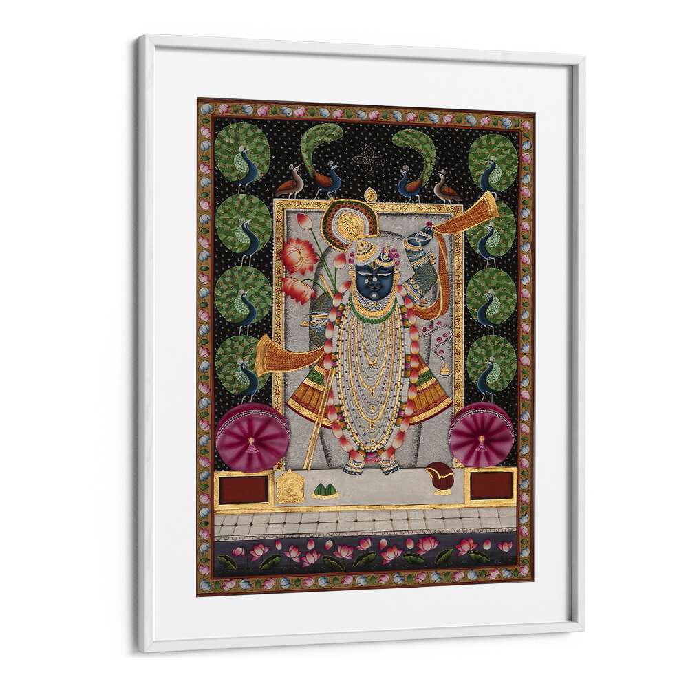 Pichwai Art II Indian art painting Artwork in White frame With Mount