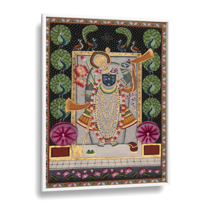 Pichwai Art II Indian art painting Artwork in White Plain Frame