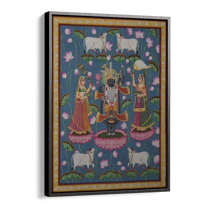 Pichwai Art IV Indian art painting Artwork in Black Plain Frame