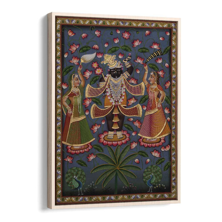 Pichwai Art V Indian art painting Artwork in Oak Wood Floater Frame