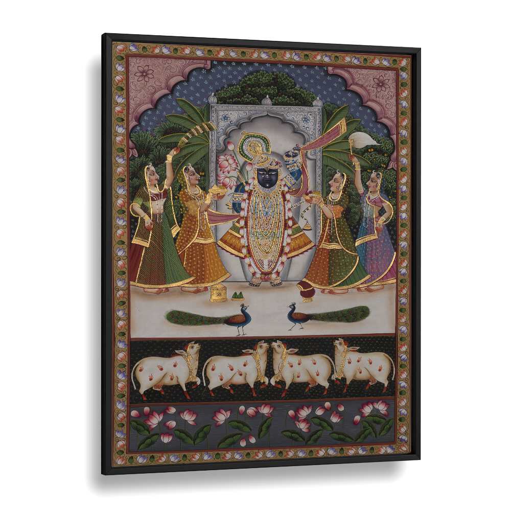 Pichwai Artwork Indian art painting Artwork in Black Plain Frame