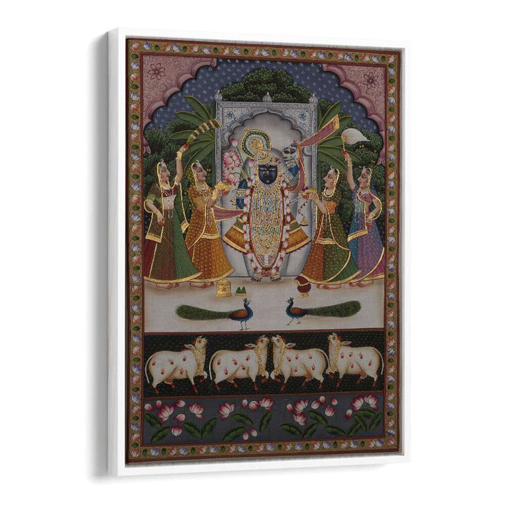 Pichwai Artwork Indian art painting Artwork in White Floater Frame