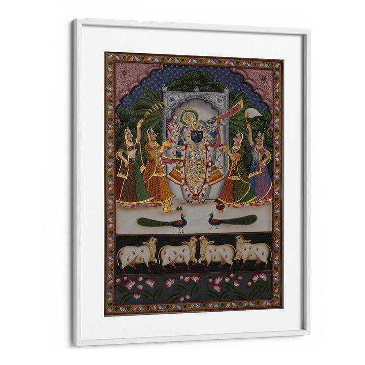 Pichwai Artwork Indian art painting Artwork in White frame With Mount