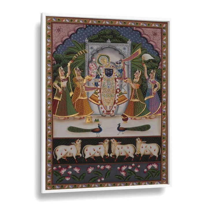 Pichwai Artwork Indian art painting Artwork in White Plain Frame