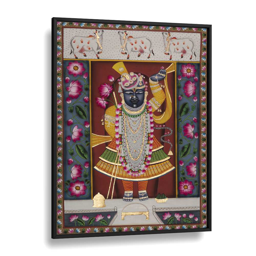 Pichwai I Indian art painting Artwork in Black Plain Frame