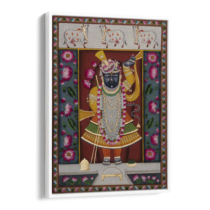 Pichwai I Indian art painting Artwork in White Floater Frame