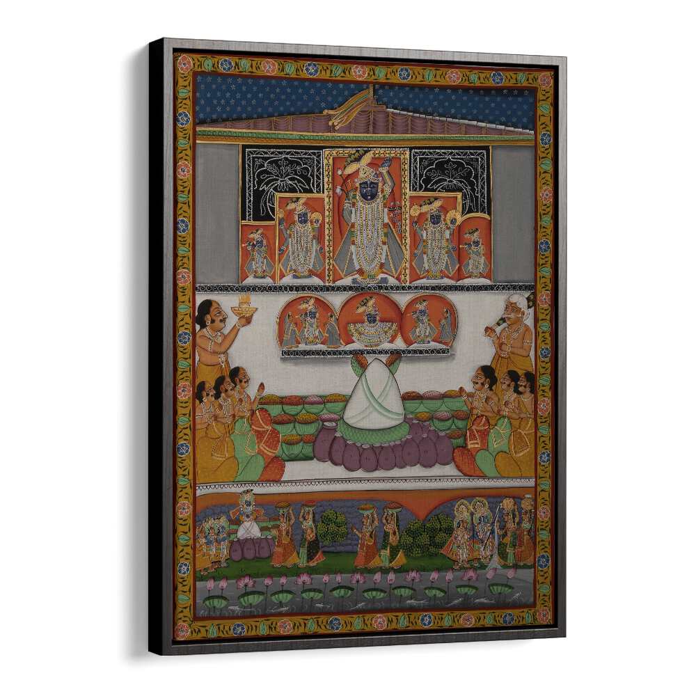 Pichwai II Indian art painting Artwork in Black Floater Frame