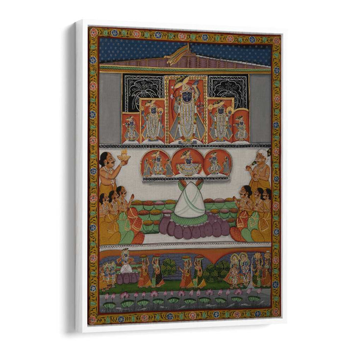 Pichwai II Indian art painting Artwork in White Floater Frame