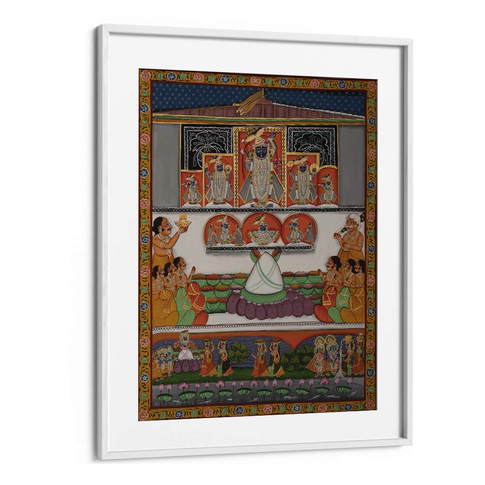 Pichwai II Indian art painting Artwork in White frame With Mount