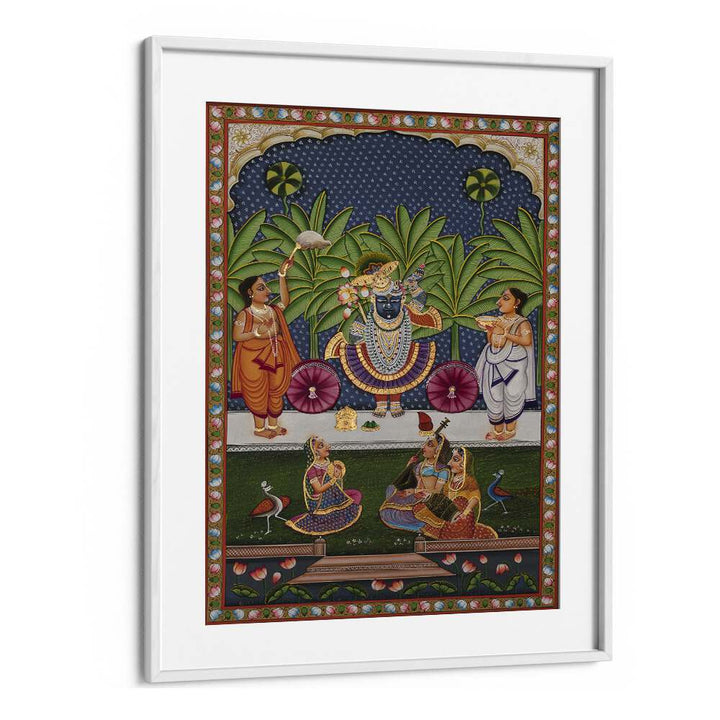 Pichwai Indian art painting Artwork in White frame With Mount