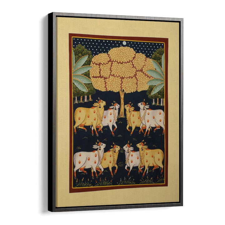 Pichwai Paintings Indian art painting Artwork in Black Floater Frame