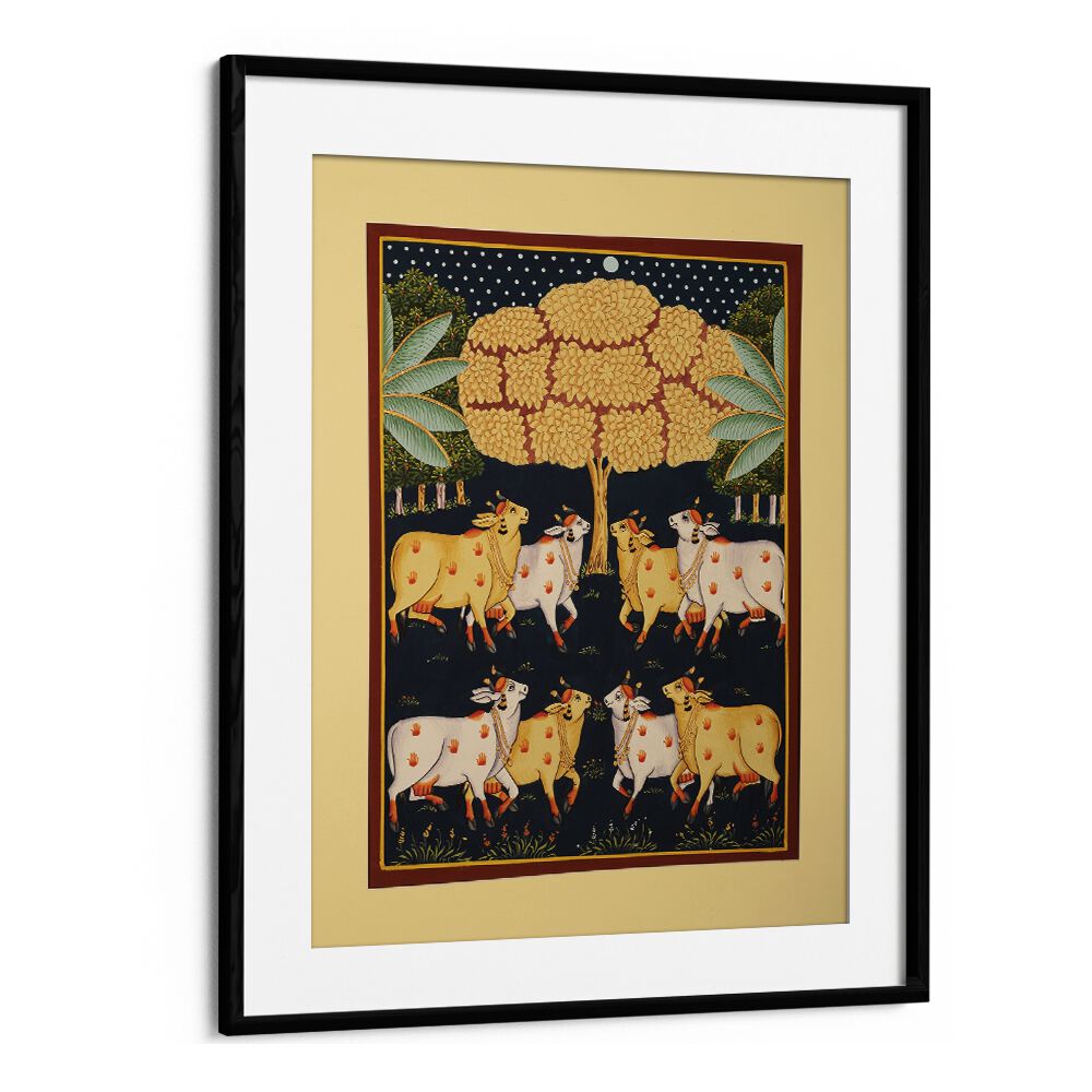 Pichwai Paintings Indian art painting Artwork in Black Frame With Mount