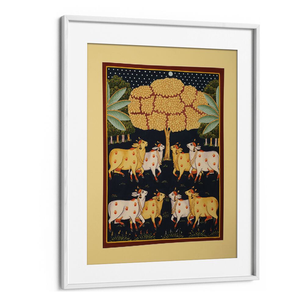 Pichwai Paintings Indian art painting Artwork in White frame With Mount