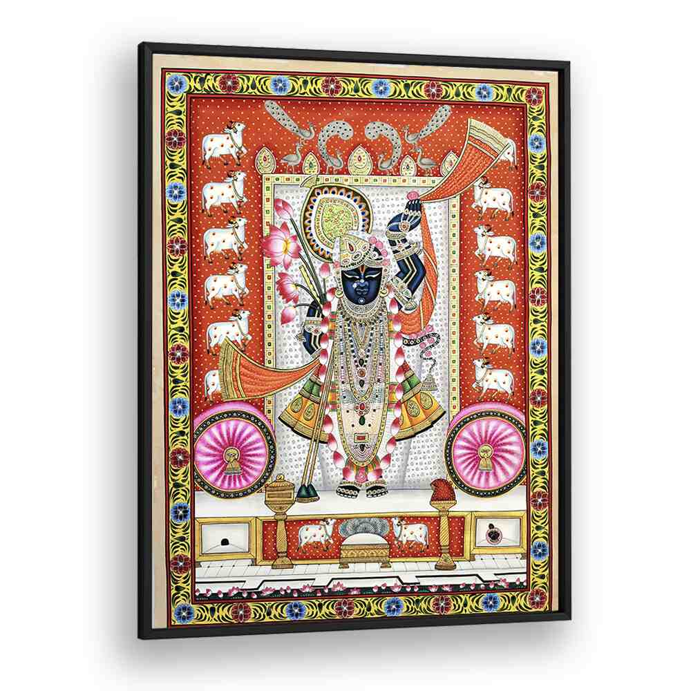 Pichwai Paintings IV Indian Art Artwork in Black Plain Frame