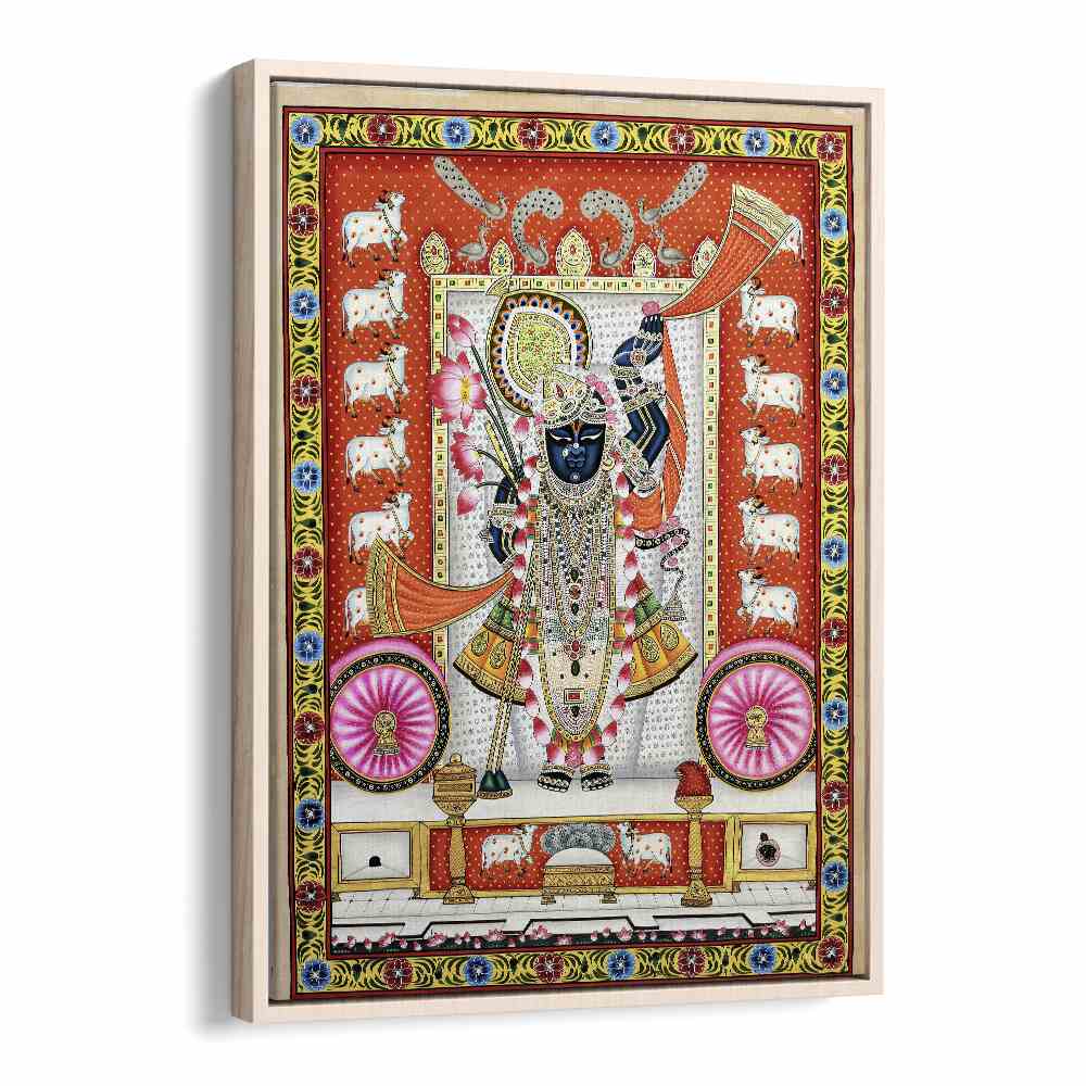 Pichwai Paintings IV Indian Art Artwork in Oak Wood Floater Frame