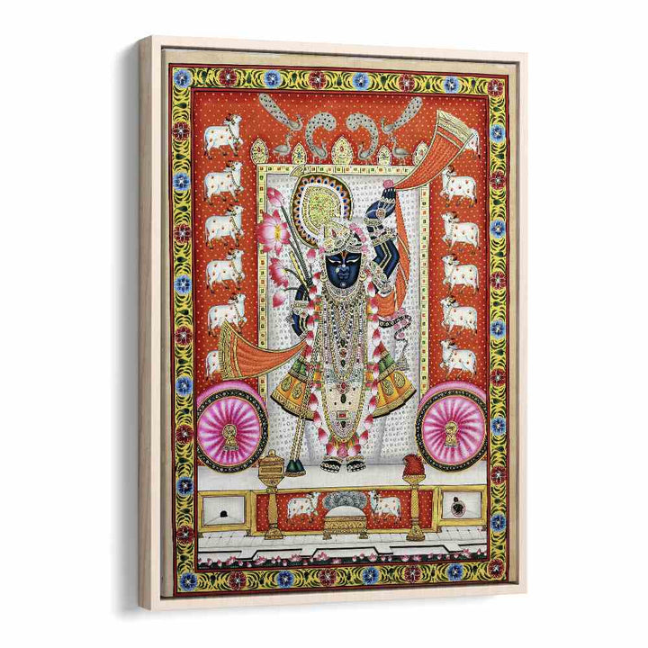 Pichwai Paintings IV Indian Art Artwork in Oak Wood Floater Frame