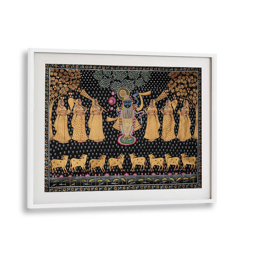 Pichwai Paintings VII Indian Art Painting Artwork in White Frame With Mount