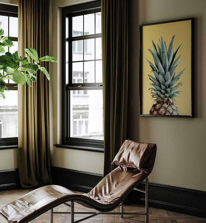 Brighten your kitchen with PINEAPPLE YELLOW III, KITCHEN POSTERS, combining art and culinary inspiration beautifully.