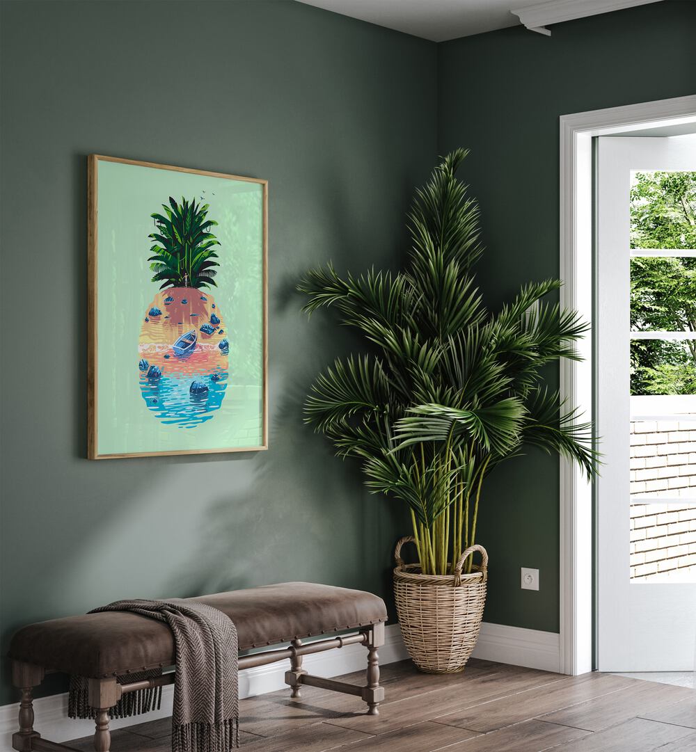 Vibrant PINEAPPLE ISLAND, BEACH PAINTINGS adding tropical charm to your space with sun-soaked colors and style.