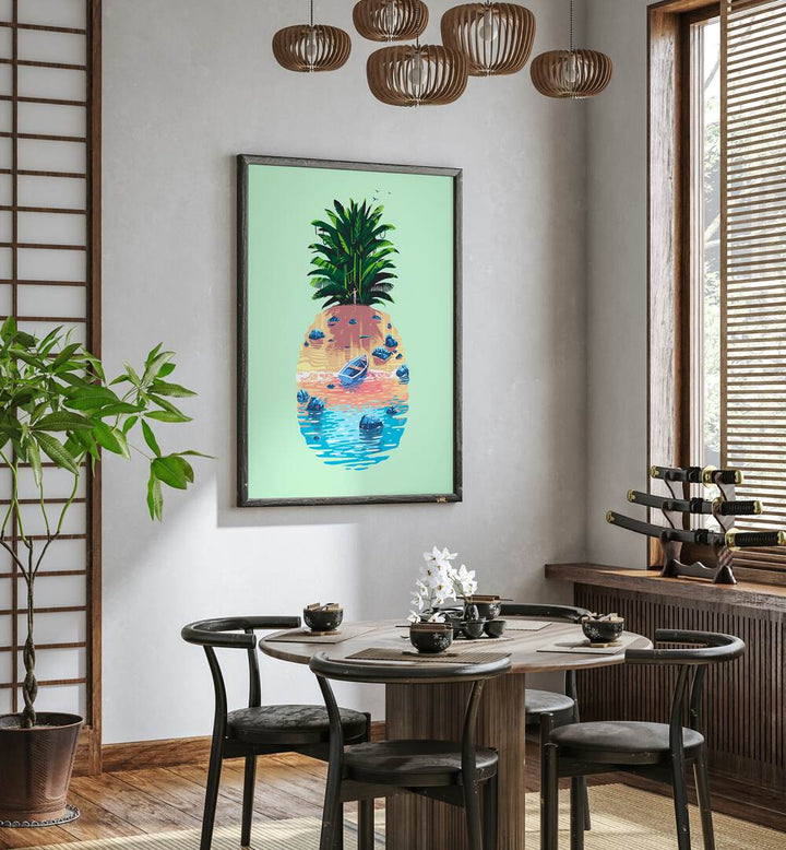 Vibrant PINEAPPLE ISLAND, BEACH PAINTINGS brings tropical vibes to your space with its stunning artwork.