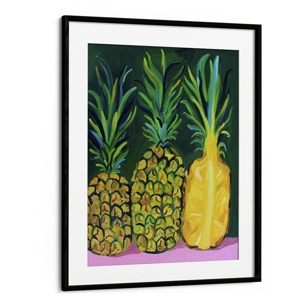 Pineapples Bar & Cafe Artwork in Black Frame With Mount