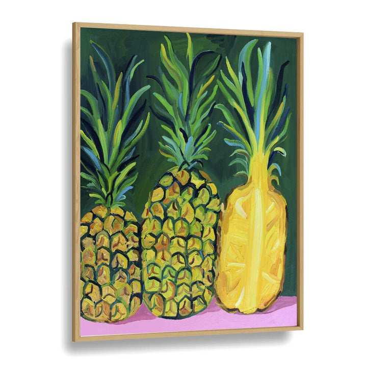 Pineapples Bar & Cafe Artwork in Oak Wood Plain Frame