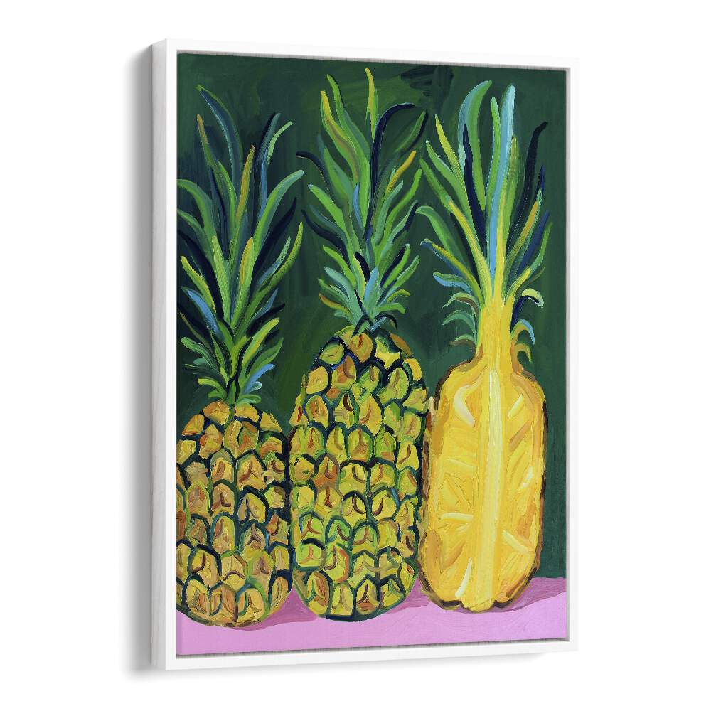 Pineapples Bar & Cafe Artwork in White Floater Frame