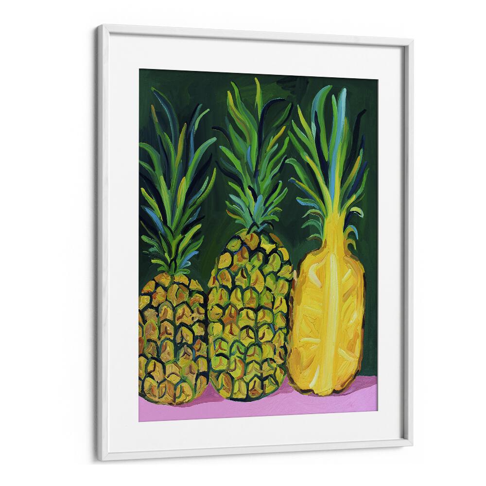 Pineapples Bar & Cafe Artwork in White Frame With Mount